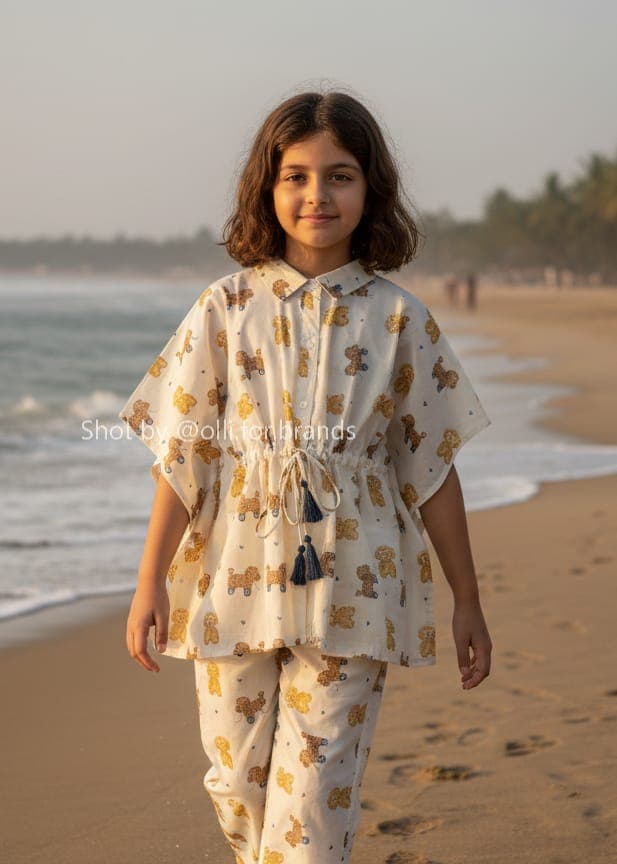 Yellow Floral Co-ord kids' wear lookbook image.