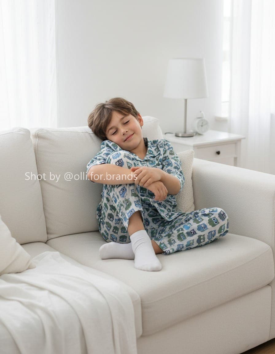Blue Patterned Lounge Set kids' wear lookbook image.