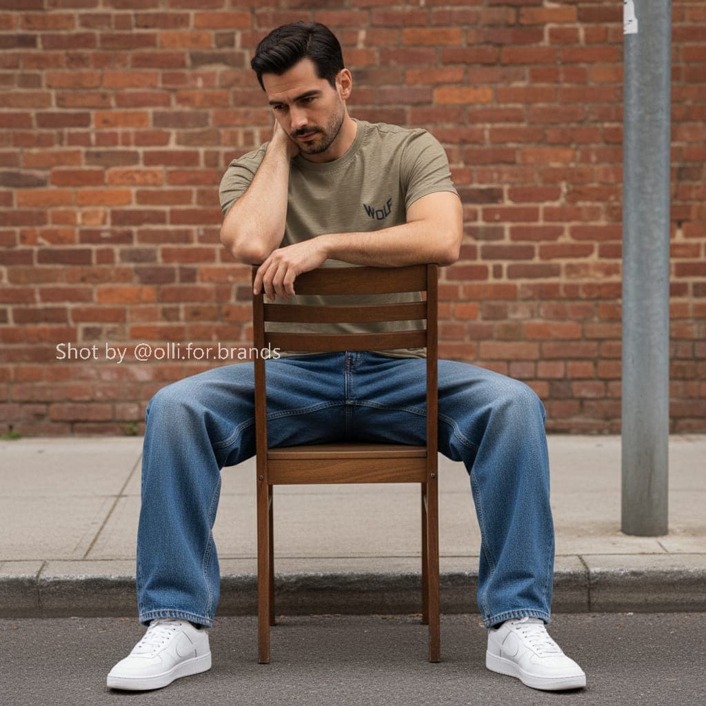 Olive Tee Outdoor Look men's wear lookbook image.