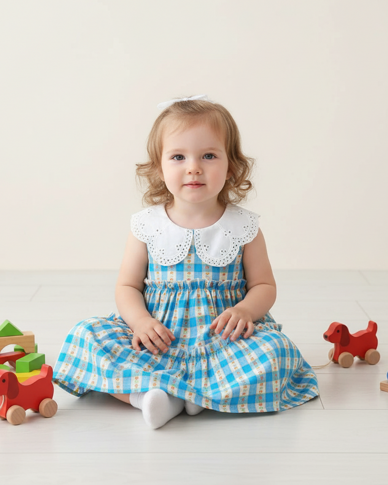 Outdoor kids clothing photography studio photoshoot model for e-commerce.